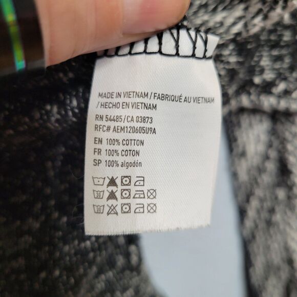 American Eagle Black White Marled Full-Zip Knit Hoodie Jacket Y2K Baja Surf XS - Picture 6 of 12